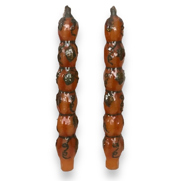 'Stacked Pumpkins Taper Candles Stonia Creations Halloween Thanksgiving Fall - Picture 5 of 11